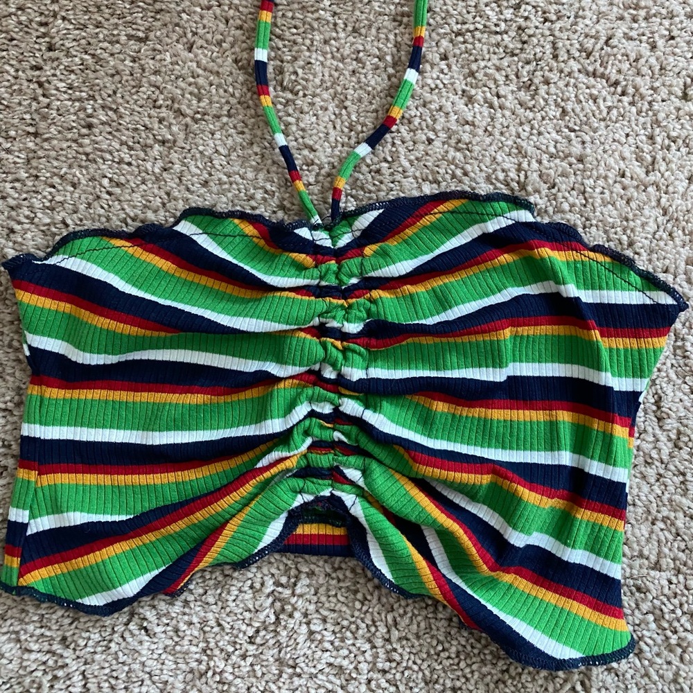 UO striped bandeau top❤️🤍🧡💚